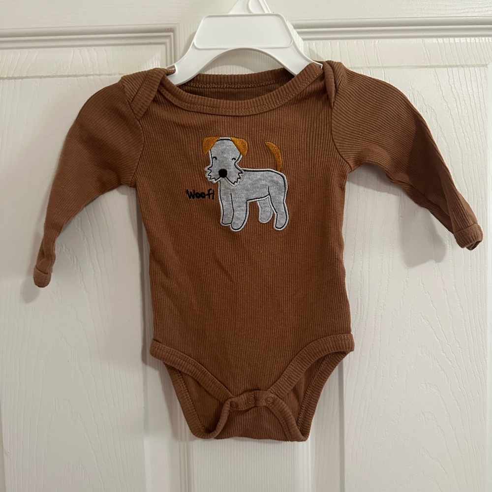 Brown Dog Embroidered Kids Bodysuit